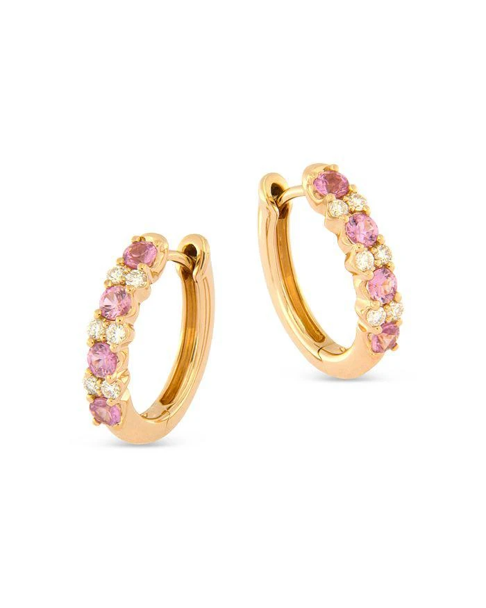 商品Bloomingdale's Fine Collection|Bloomingdale's Pink Sapphire & Diamond Hoop Earrings in 14K Pink Gold,价格¥19161,第1张图片