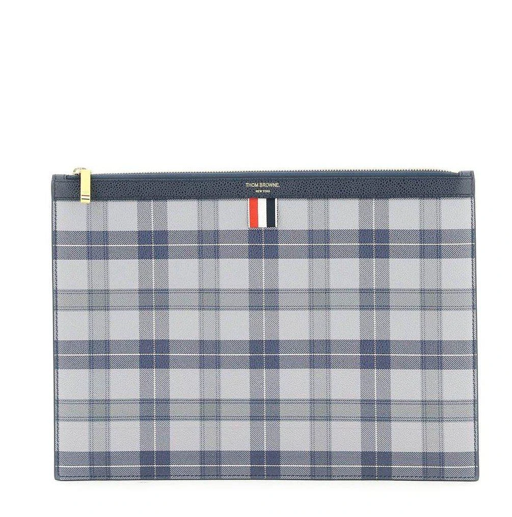 商品Thom Browne|Thom Browne All-Over Tartan Print Medium Clutch Bag,价格¥4614,第1张图片