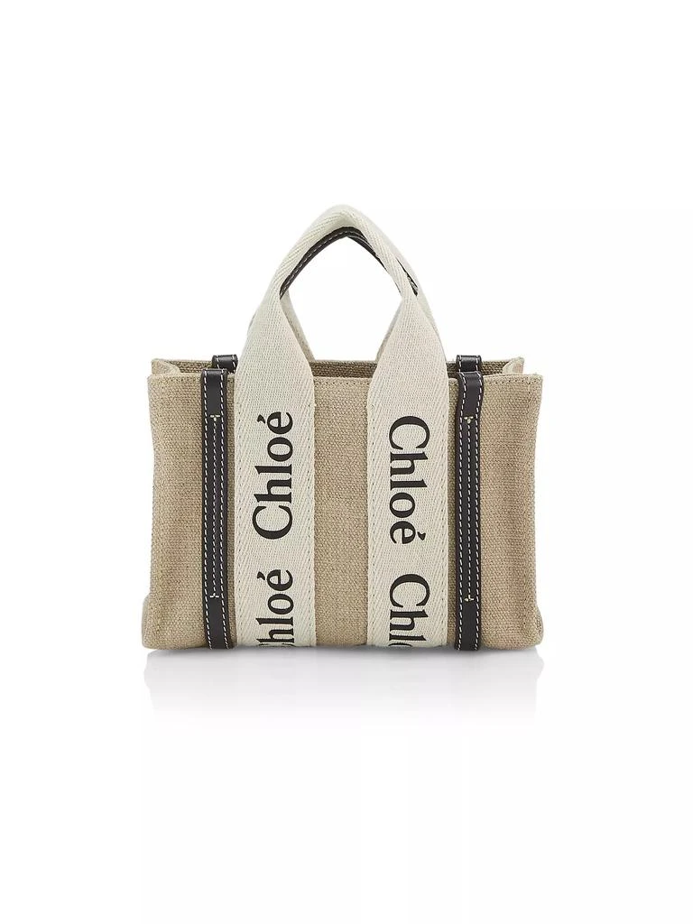 商品Chloé|Mini Woody Linen Top Handle Bag,价格¥6581,第1张图片