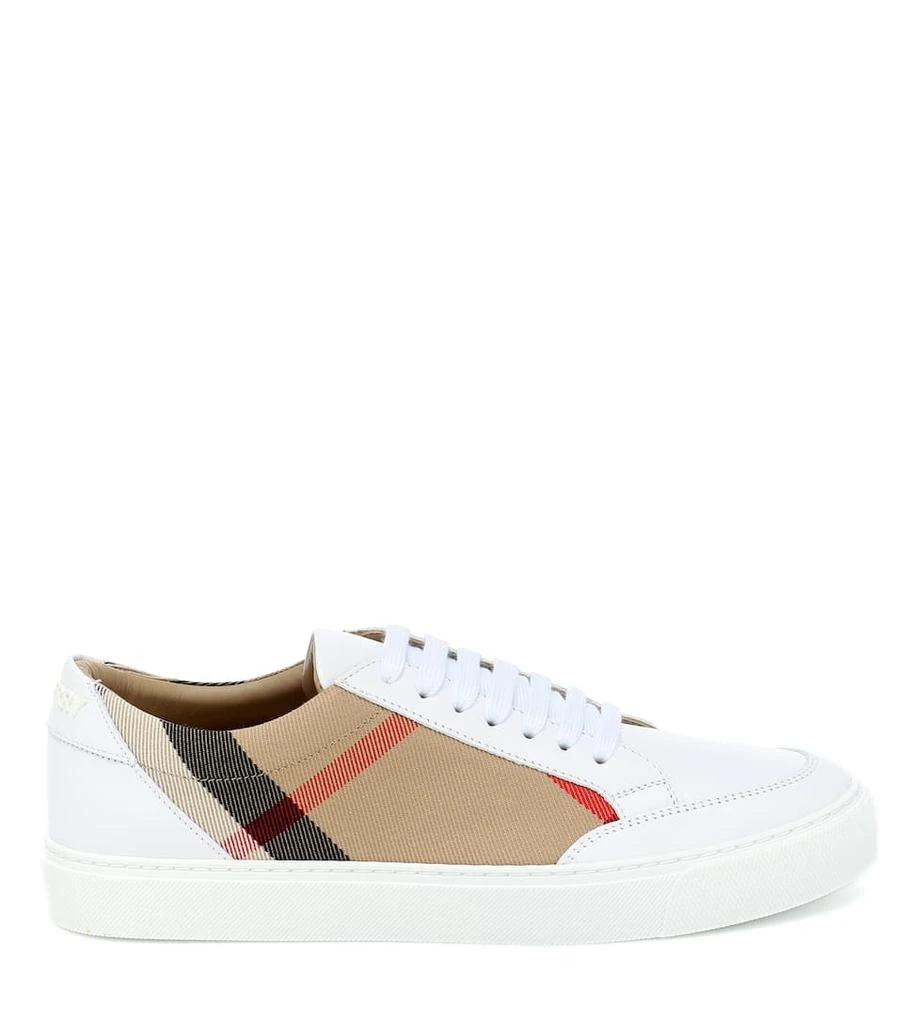 商品Burberry|House Check leather-trimmed sneakers,价格¥3689,第5张图片详细描述