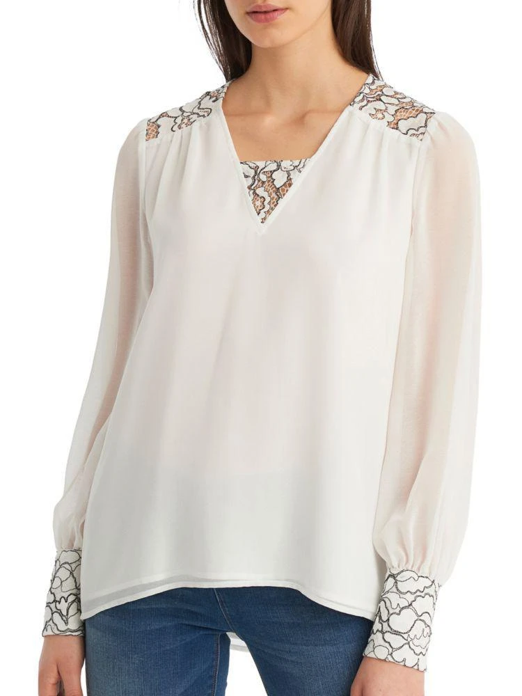 商品Karl Lagerfeld Paris|Lace-Embroidered Blouse,价格¥338,第5张图片详细描述