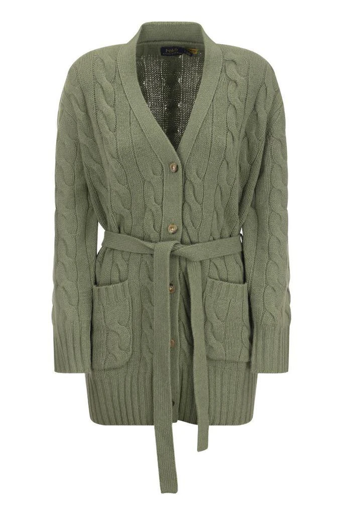 商品Ralph Lauren|POLO RALPH LAUREN Cable-knit cardigan with belt,价格¥3487,第1张图片