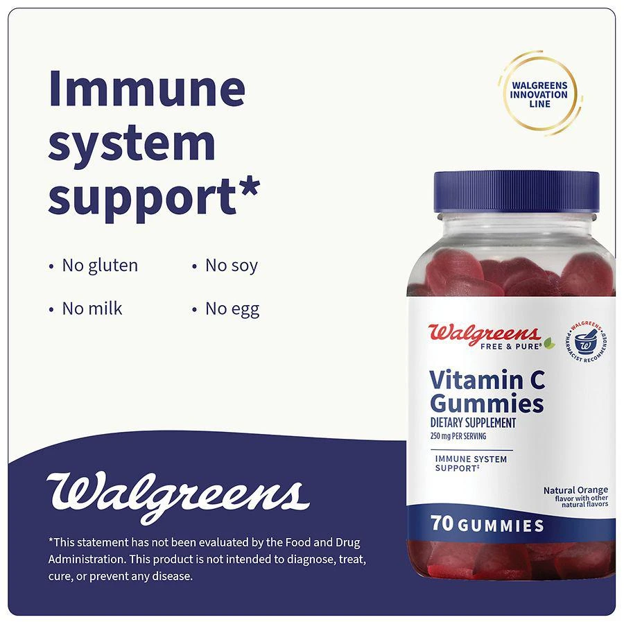 商品Walgreens|Vitamin C 250 mg Gummies Natural Orange,价格¥73,第5张图片详细描述