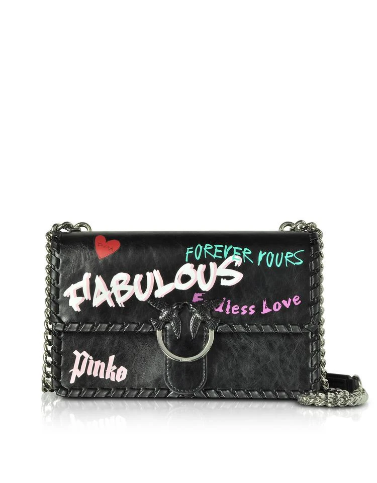 商品PINKO|Love Fabulous 1 Black Leather Shoulder Bag,价格¥2215,第1张图片