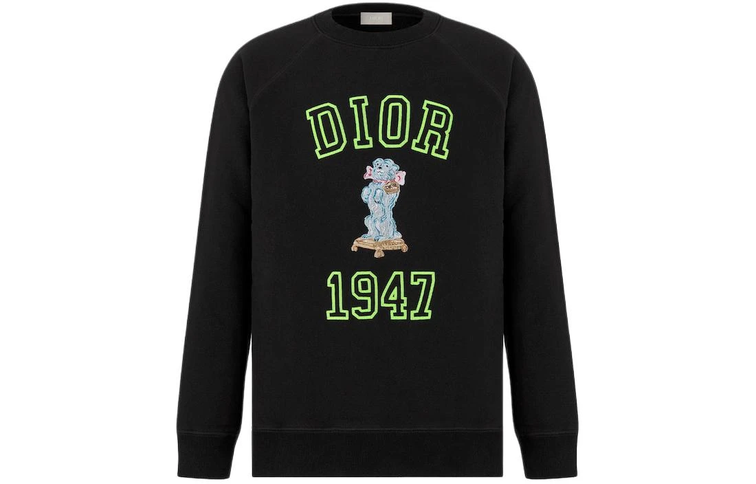 商品[国内直发] Dior|迪奥 SS24 品牌Logo字母刺绣罗纹圆领宽松长袖卫衣 男款 黑色,价格¥11846,第1张图片
