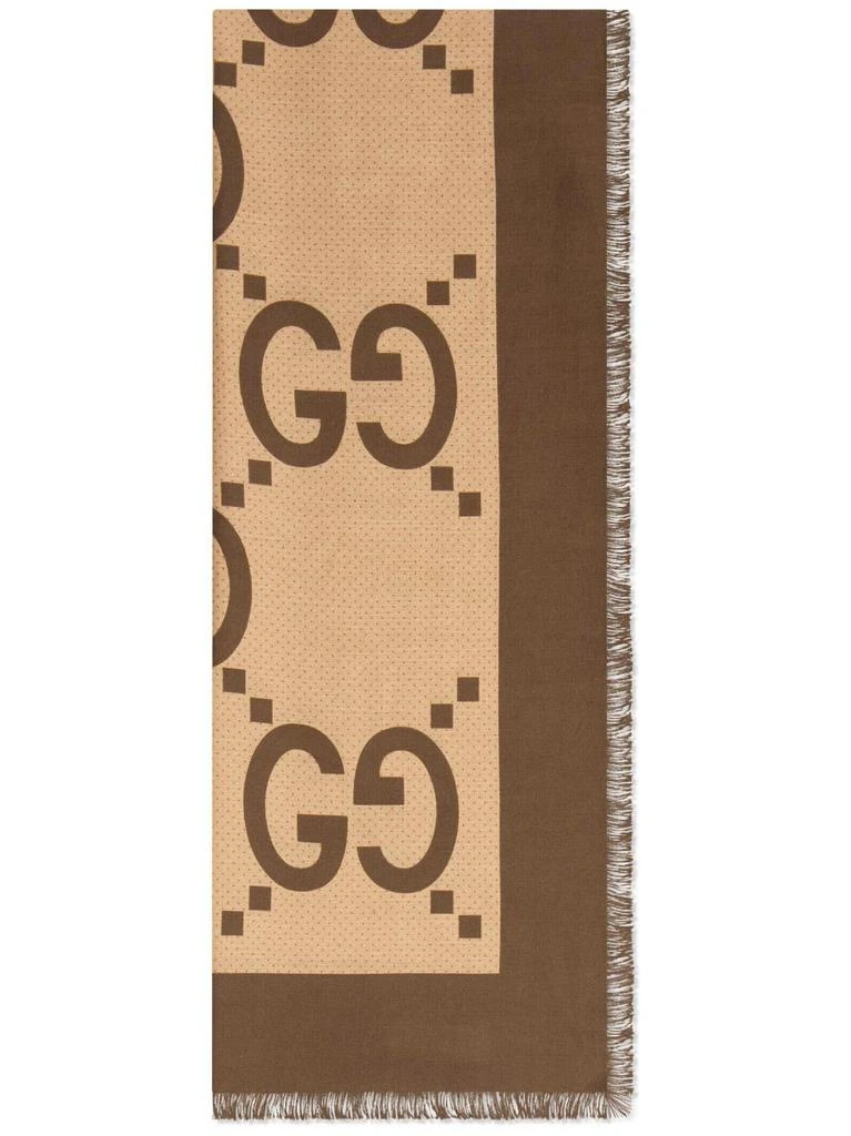 商品Gucci|GUCCI - Gg Motif Cotton And Silk Blend Scarf,价格¥4151,第1张图片