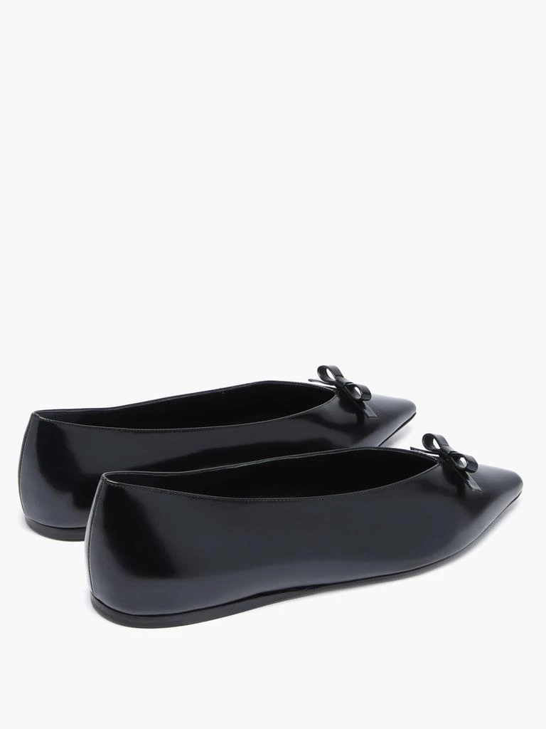 商品Prada|Bow point-toe spazzolato-leather ballet flats,价格¥2512,第4张图片详细描述