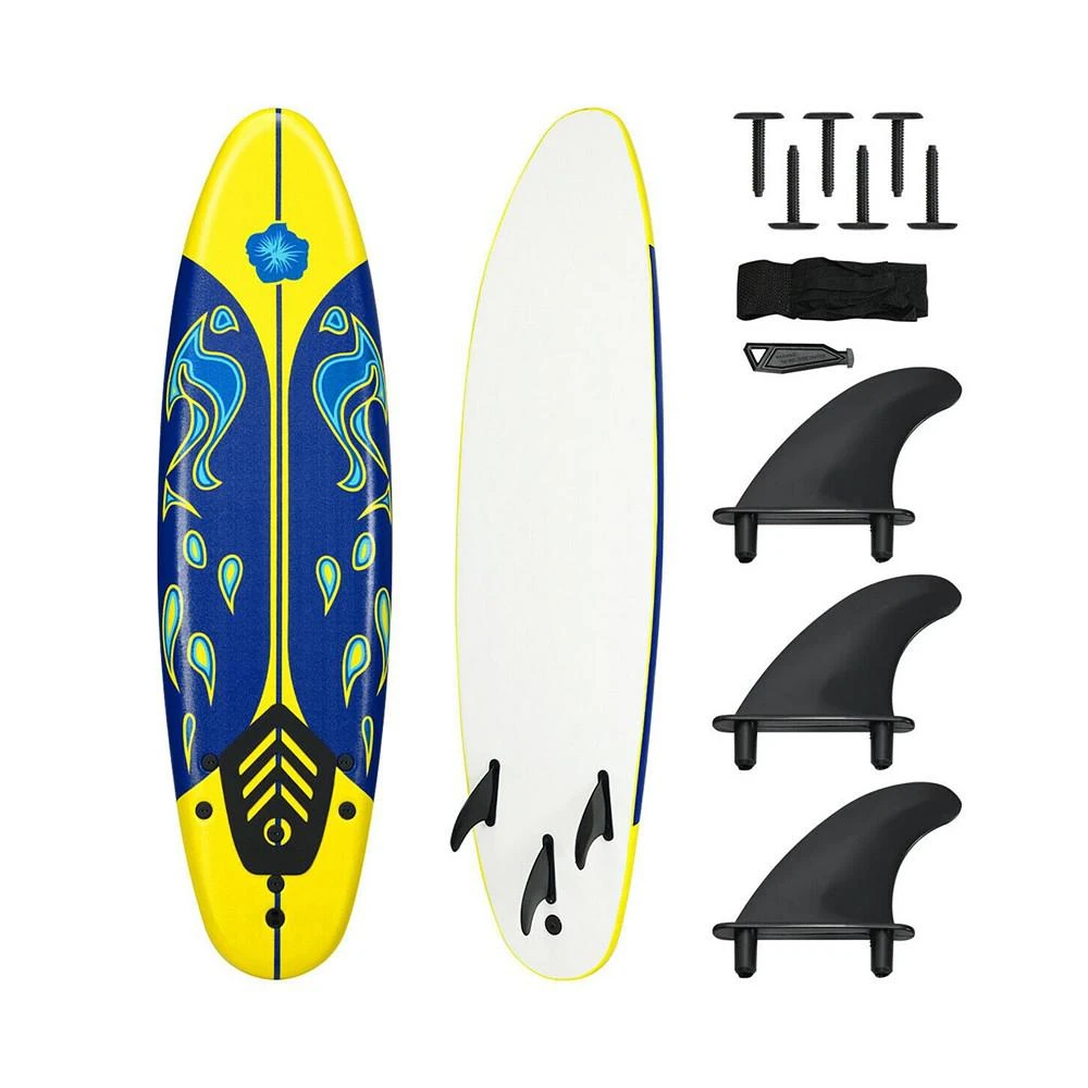 商品Costway|6' Surfboard Foamie Body Surfing Board W/3 Fins & Leash,价格¥744,第1张图片