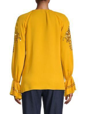 商品Kobi Halperin|Sarah Embellished Silk Blouse,价格¥485,第4张图片详细描述
