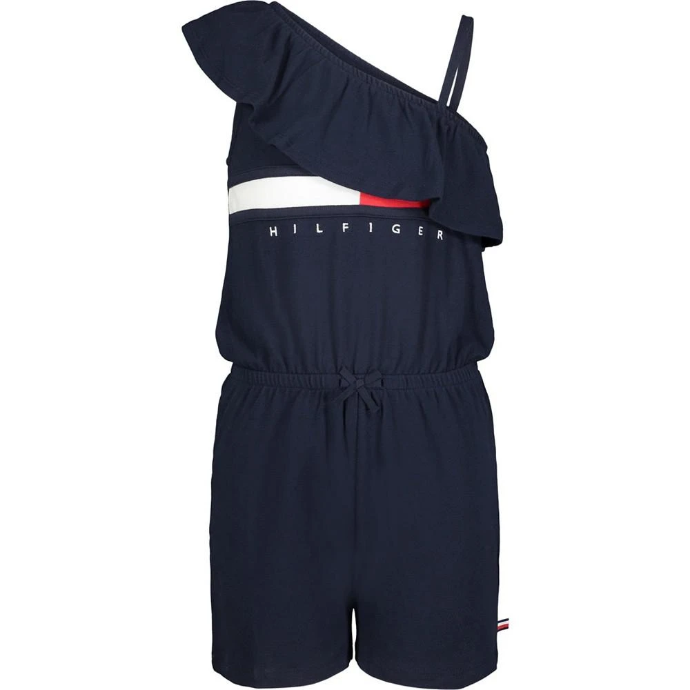 商品Tommy Hilfiger|Big Girls Signature Logo One Shoulder Romper,价格¥127,第1张图片