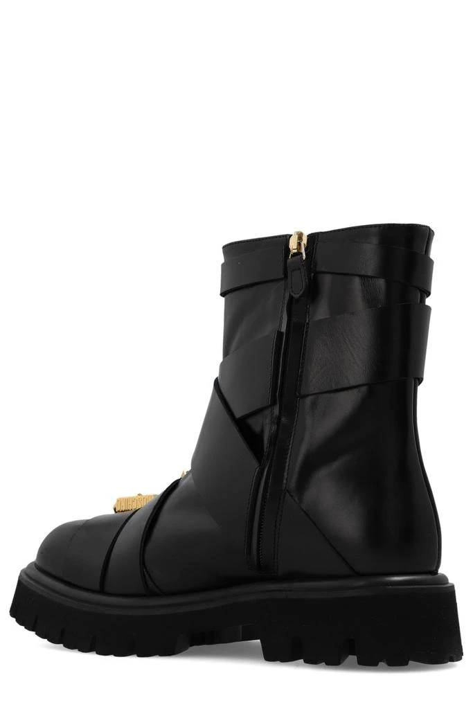 商品Moschino|Moschino Buckle-Detailed Round-Toe Zipped Ankle Boots,价格¥3227,第3张图片详细描述