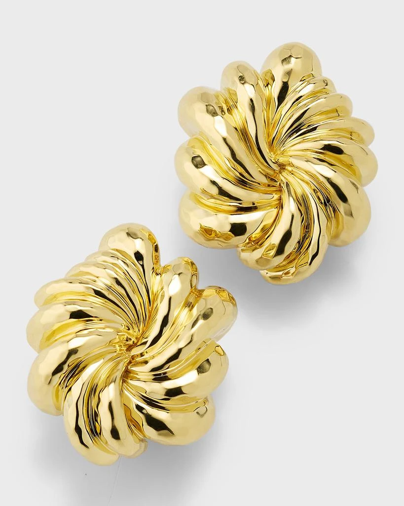 商品NM Estate|Estate Dunay 18K Yellow Gold Hammered and Faceted Finish Floral Swirl Earrings,价格¥74886,第1张图片