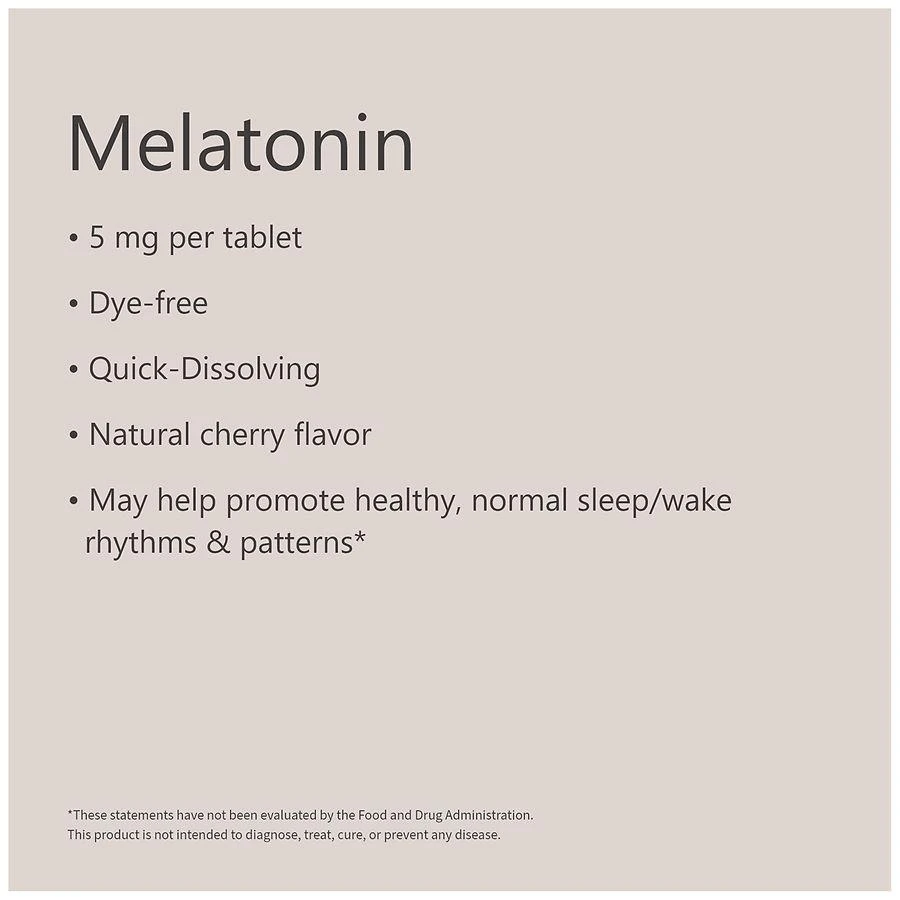 Dye-Free Melatonin 5 mg Tablets (150 days) Natural Cherry 商品