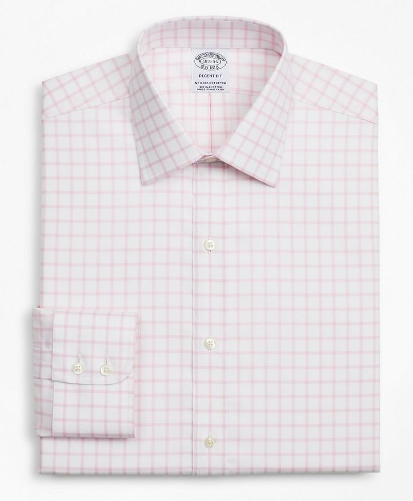 商品Brooks Brothers|Stretch Regent Regular-Fit Dress Shirt, Non-Iron Twill Ainsley Collar Grid Check,价格¥375,第4张图片详细描述