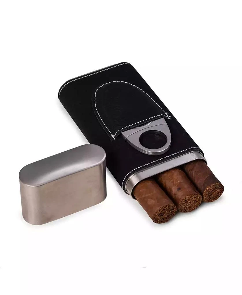 商品Bey-Berk|Leather 3 Cigar Case with Cigar Cutter,价格¥366,第2张图片详细描述