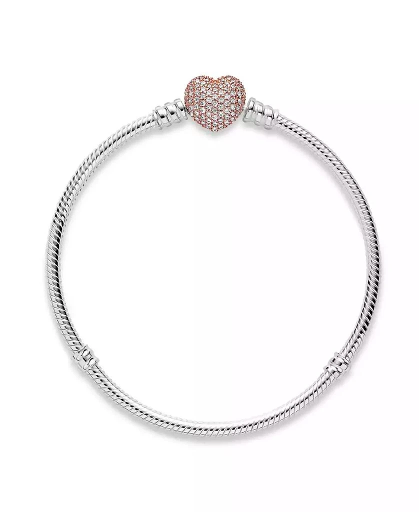 商品PANDORA|Moments Cubic Zirconia Pave Heart Clasp Snake Chain Bracelet,价格¥979,第3张图片详细描述