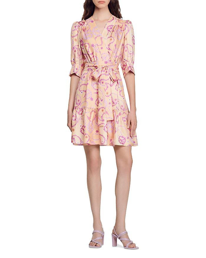 商品Sandro|Enrie Floral Print Silk Dress,价格¥2039,第1张图片