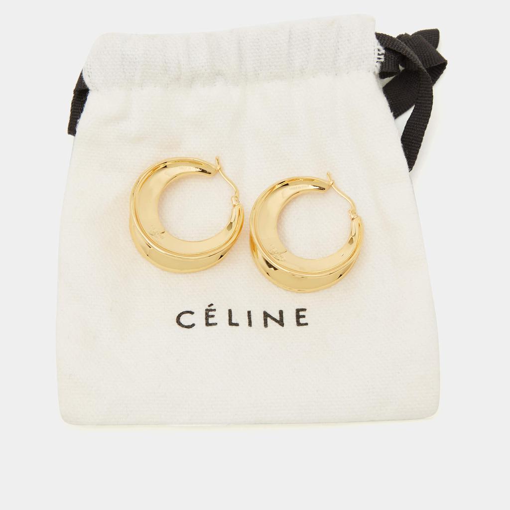 Céline Gold Tone Folded Hoop Earrings商品第4张图片规格展示