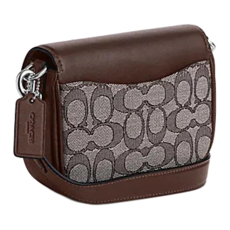 商品[国内直发] Coach|蔻驰 Amelia 17 标志性马车Logo标志 皮革拼Signature提花面料 马鞍包单肩斜挎包 小号 男女同款情侣款 橡木色拼枫棕色,价格¥1300,第3张图片详细描述