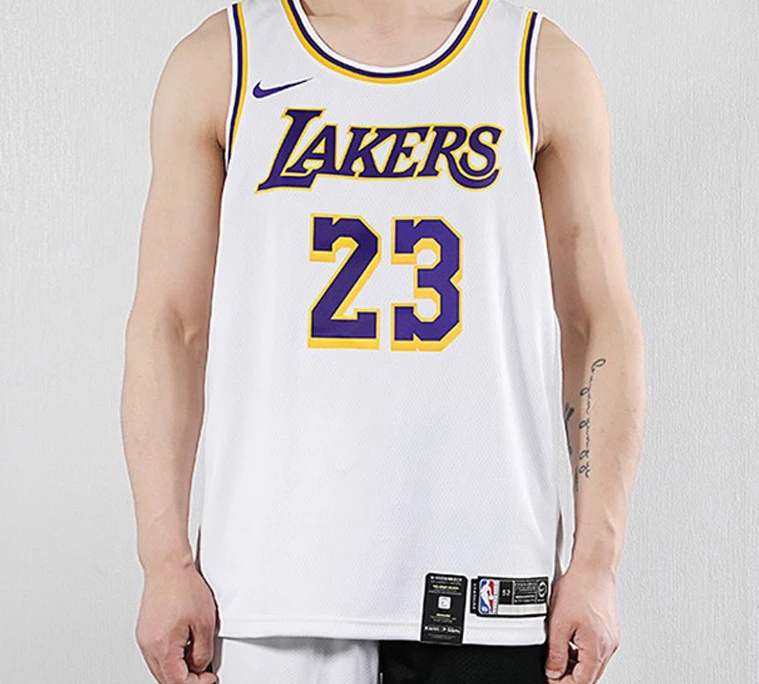 商品[国内直发] NIKE|NBA 洛杉矶湖人队詹姆斯23号球衣 男款 白色,价格¥864,第4张图片详细描述