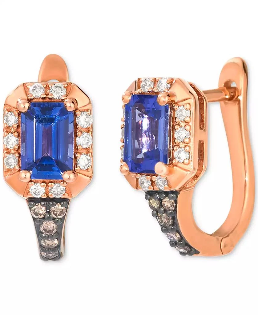 商品Le Vian|Tanzanite (1 ct. t.w.) & Diamond (1/4 ct. t.w.) Hoop Earrings in 14k Rose Gold,价格¥7982,第1张图片