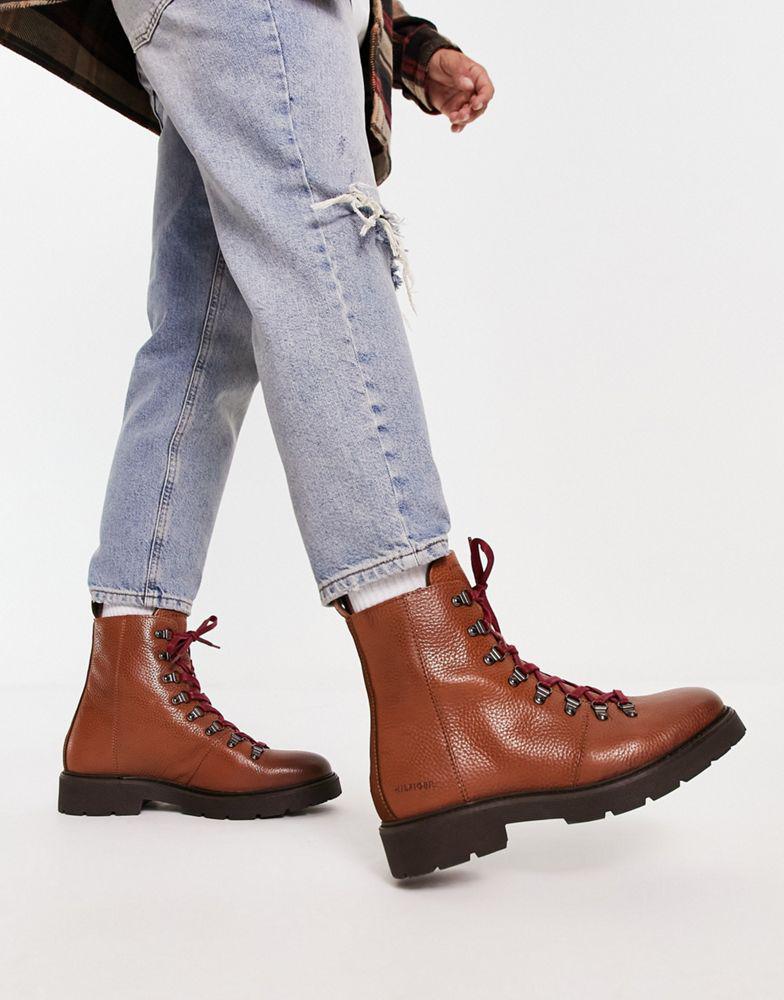 Tommy Hilfiger lace up boots in brown商品第1张图片规格展示