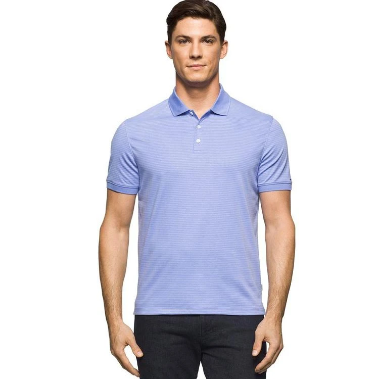 商品Calvin Klein|Calvin Klein Men's Striped Contrast-Collar Polo,价格¥443,第1张图片