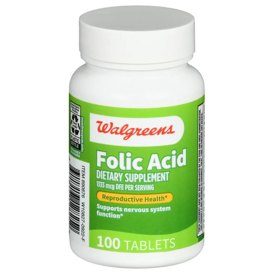 商品Walgreens|Folic Acid 1333 mcg DFE Tablets,价格¥49,第1张图片