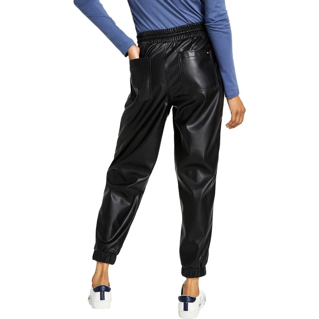 商品Tommy Jeans|Womens Faux Leather High Rise Jogger Pants,价格¥265,第2张图片详细描述