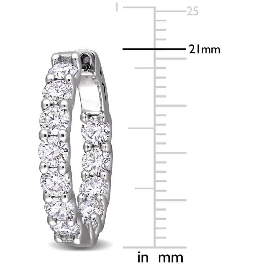 商品Amour|3 CT DEW Created Moissanite Beaded Hoop Earrings In 10K White Gold,价格¥3379,第2张图片详细描述