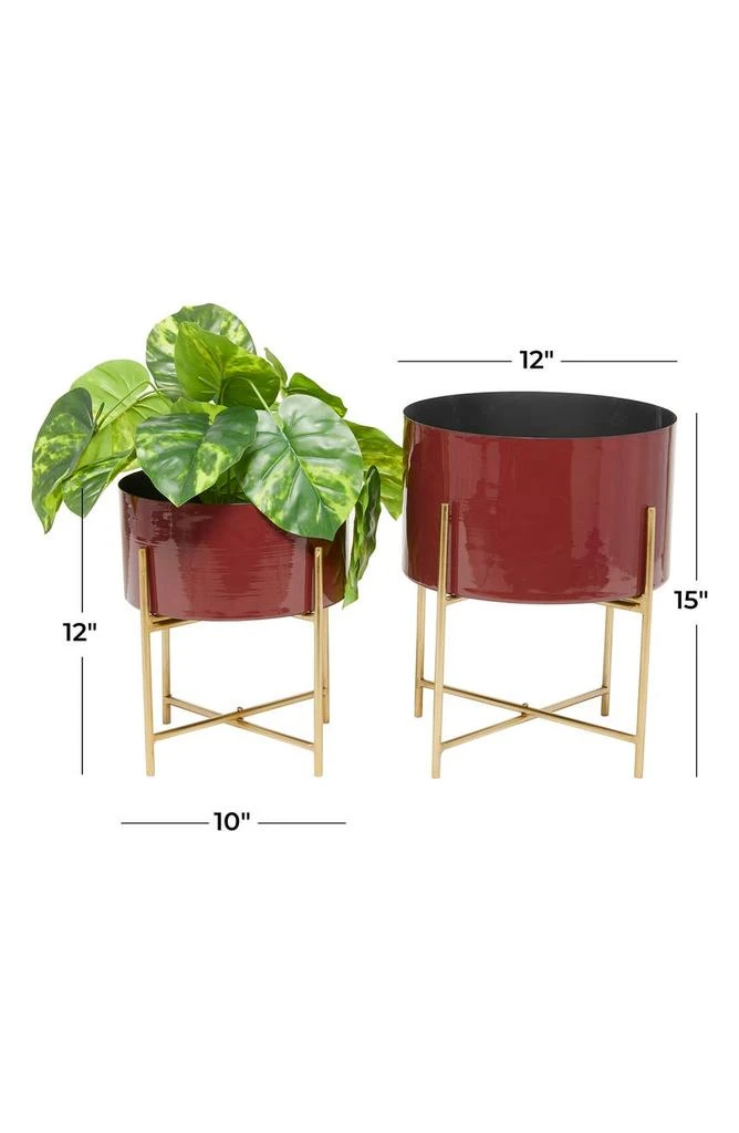 商品GINGER BIRCH STUDIO|Red Metal Modern Planter - Set of 2,价格¥616,第3张图片详细描述