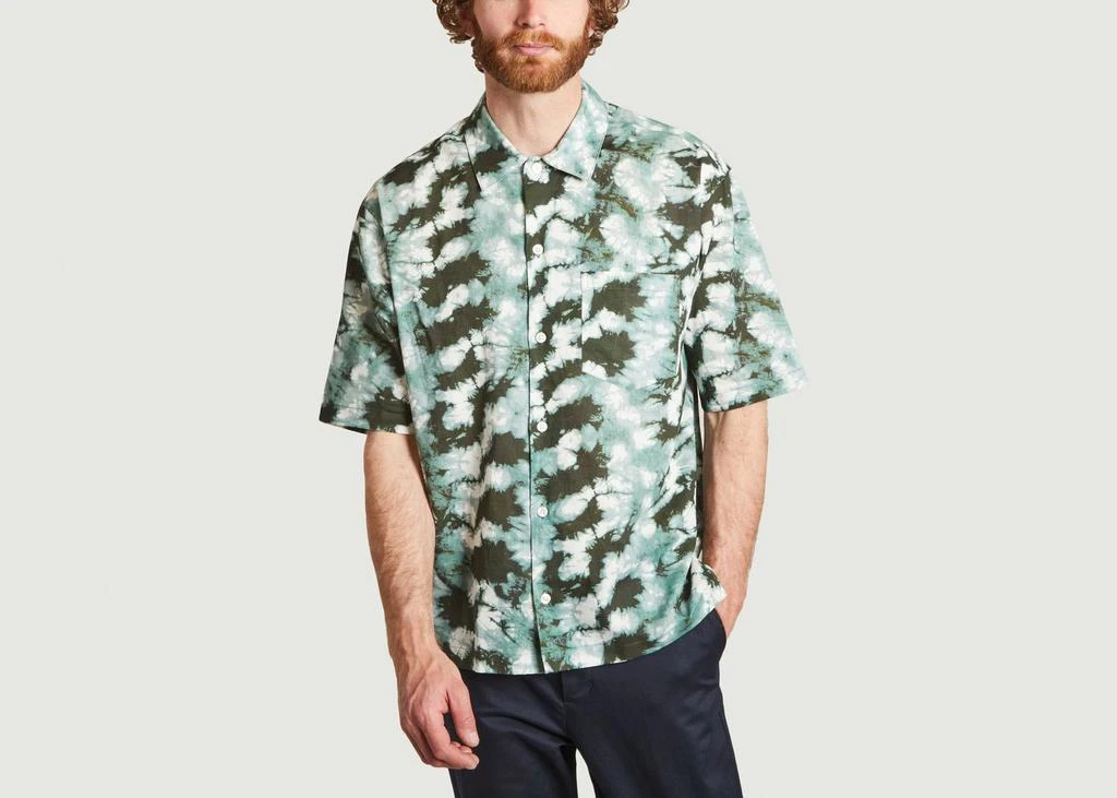 商品预计3周后发货 Samsoe Samsoe|Chemises Chemise Tie And Dye En Coton Et Lin Manches Courtes Ayo Blurred Green Aop. Samsoe - Samsoe - Multicolor - Homme,价格¥874,第1张图片