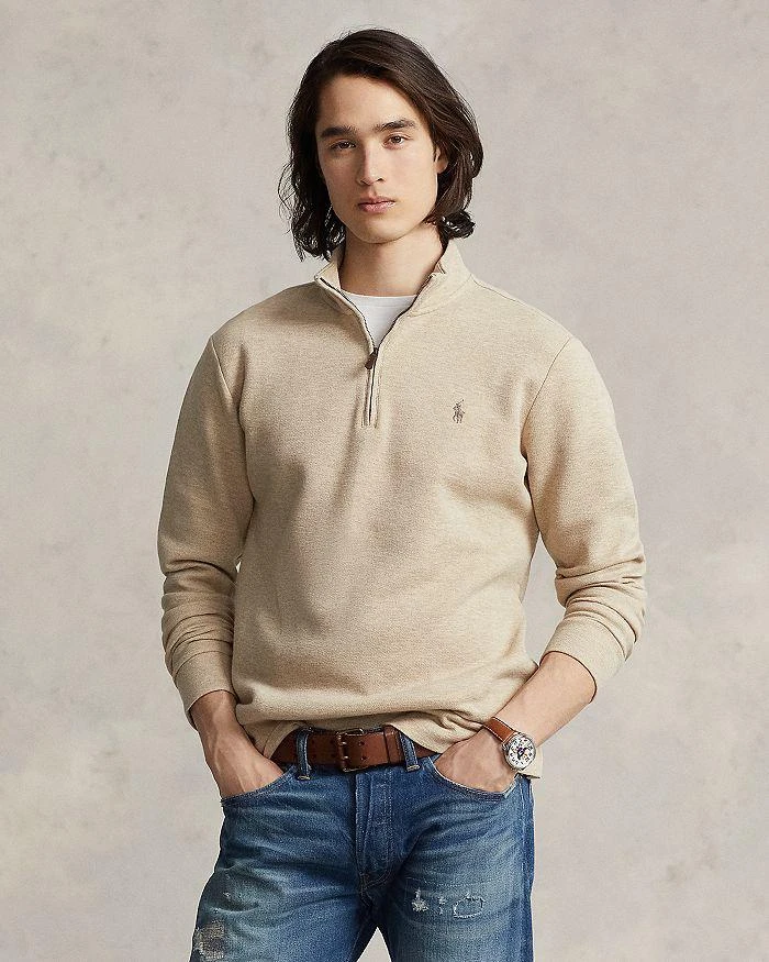 商品Ralph Lauren|Cotton Blend Double Knit Mesh Quarter Zip Mock Neck Sweatshirt,价格¥674,第1张图片