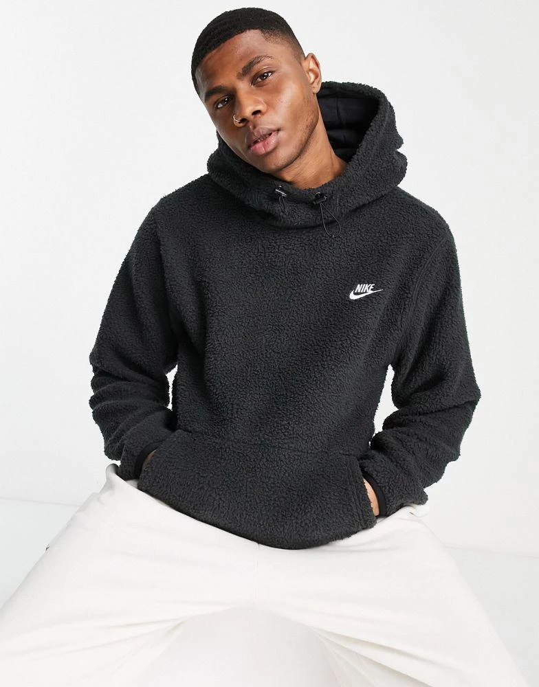 商品NIKE|Nike Sport Essentials Sherpa hoodie with back logo in black,价格¥696,第3张图片详细描述