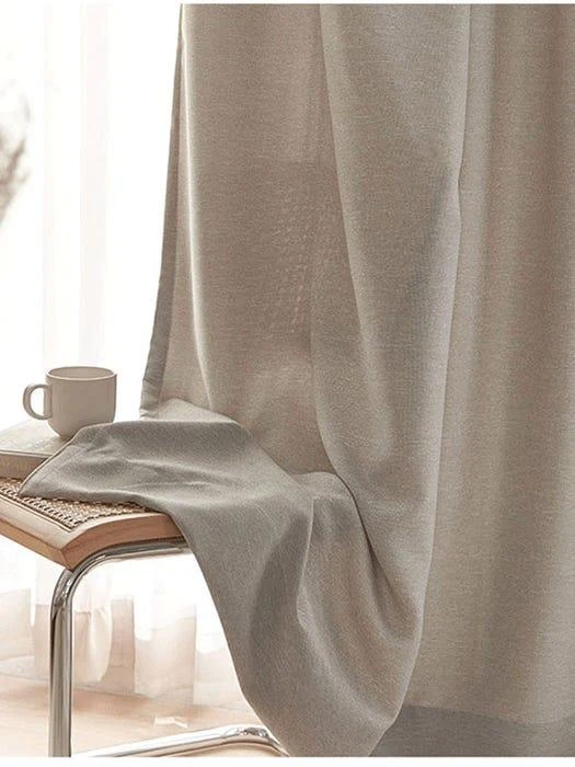 Midnight Linen Style Blackout Curtain (Set of 2)_Deep Beige 商品