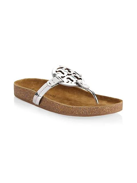 商品Tory Burch|Miller Cloud Metallic Leather Thong Sandals,价格¥750,第2张图片详细描述