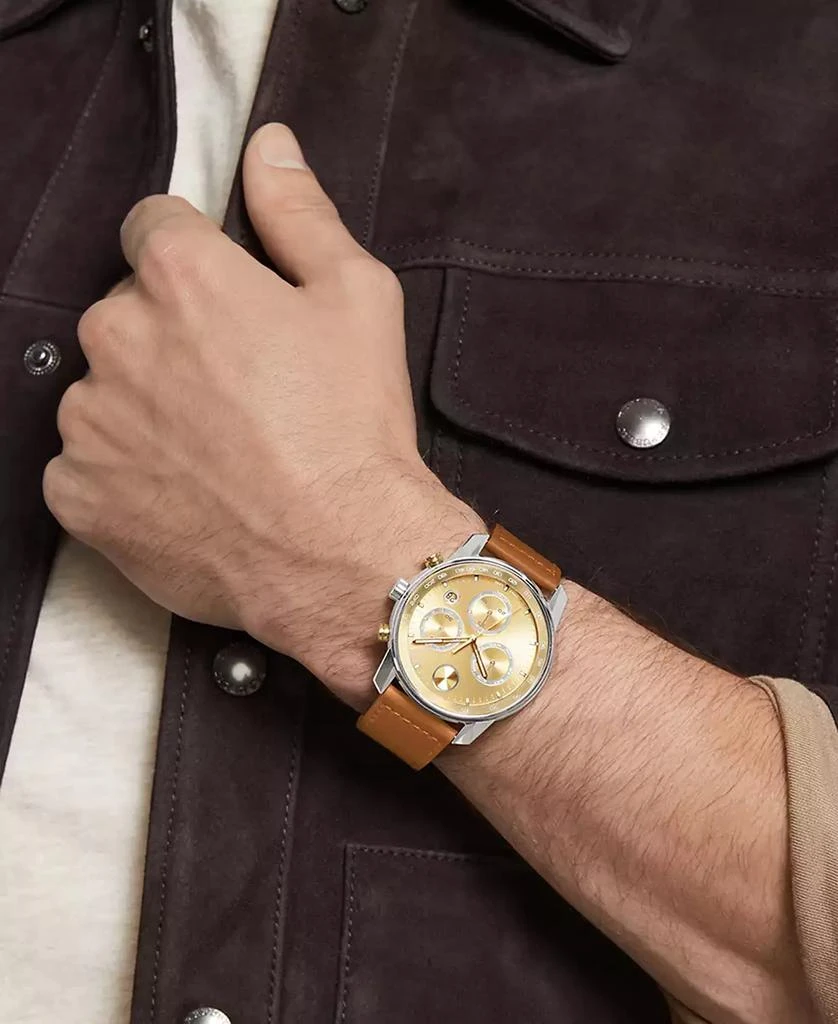 商品Movado|Men's Swiss Chronograph Bold Verso Brown Leather Strap Watch 44mm,价格¥4143,第4张图片详细描述