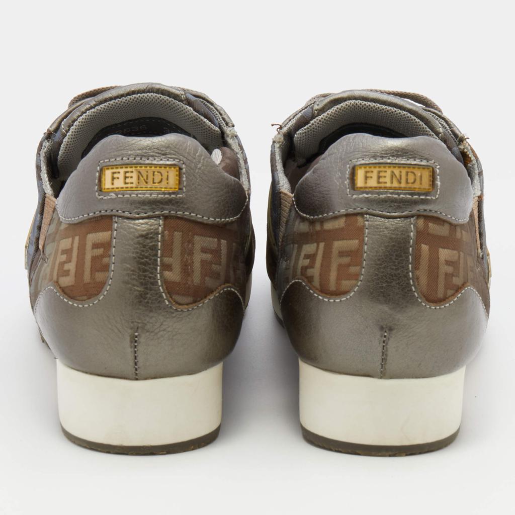 Fendi Multicolor Leather and Zucca Canvas Low Top Sneakers Size 38商品第5张图片规格展示