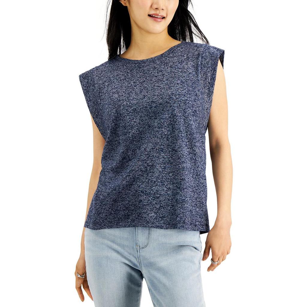 Tommy Hilfiger Womens Heathered Cap Sleeve T-Shirt商品第1张图片规格展示