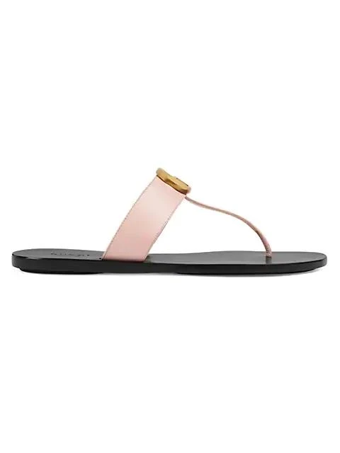 商品Gucci|Marmont Leather Thong Sandals With Double G,价格¥3915,第1张图片