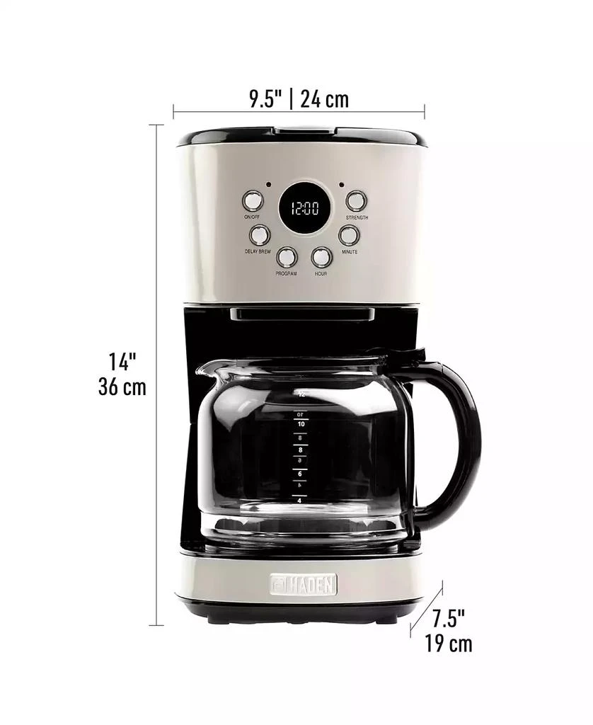 商品Haden|Dorset Modern 12-Cup Programmable Coffee Maker with Strength Control and Timer -75028,价格¥594,第5张图片详细��描述