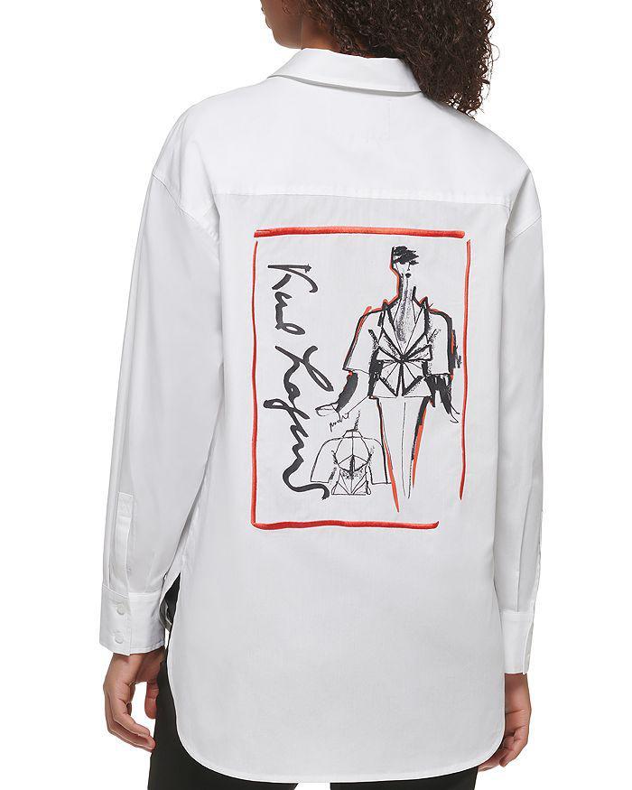 商品Karl Lagerfeld Paris|Poplin Button Up Shirt,价格¥821,第4张图片详细描述