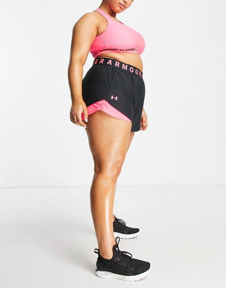 商品Under Armour|Under Armour Training Plus Play Up 3.0 shorts in black and pink,价格¥101,第4张图片详细描述