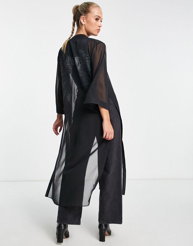 AllSaints x ASOS exclusive back wing kimono in black商品第2张图片规格展示