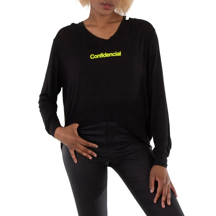 商品Marcelo Burlon|Ladies Black Confidential T-shirt,价格¥345,第2张图片详细描述