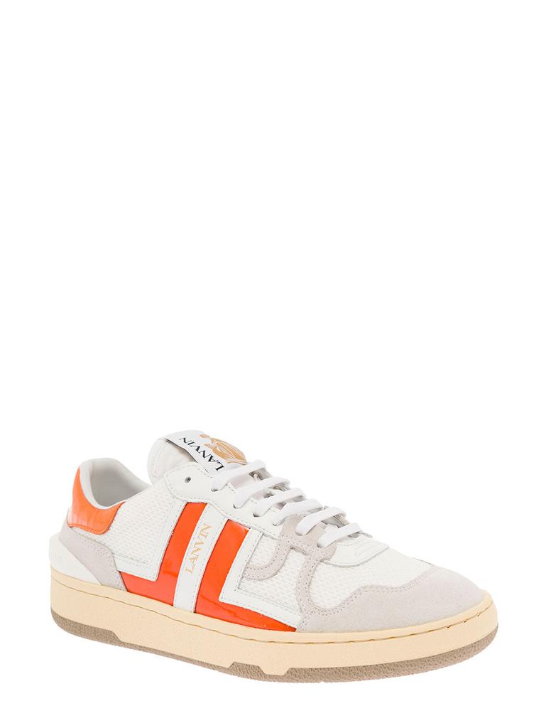 Clay Low White and Orange Leather and Mesh  Sneaker Lanvin Woman商品第2张图片规格展示