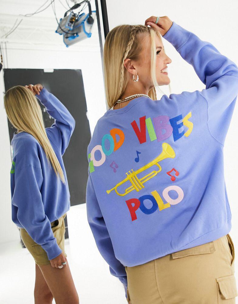 商品Ralph Lauren|Polo Ralph Lauren good vibes sweatshirt in blue,价格¥1197,第1张图片