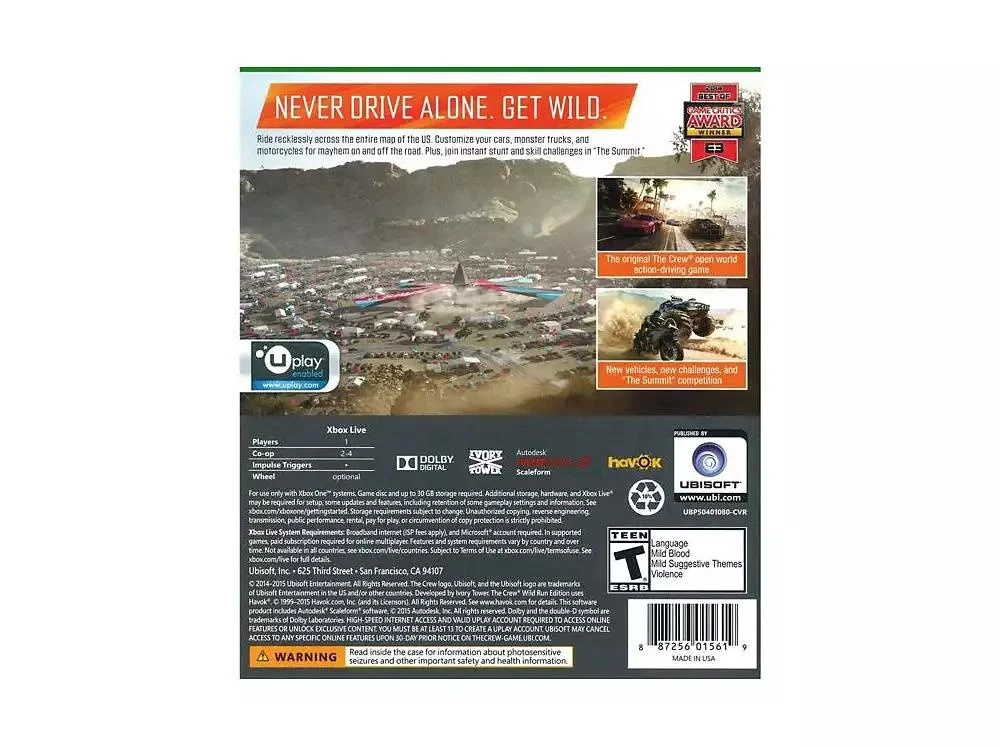 商品Ubisoft|The Crew Wild Run Edition - Xbox One,价格¥298,第2张图片详细描述