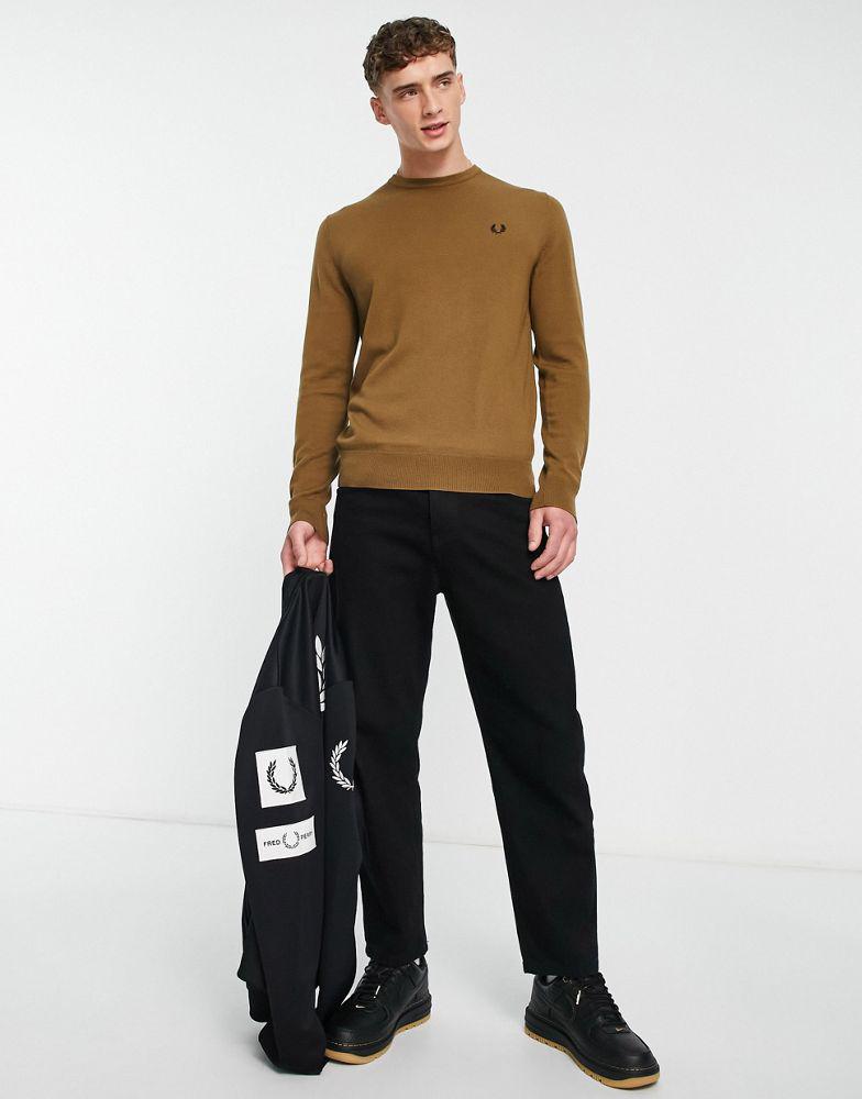 Fred Perry classic crew neck jumper in stone商品第4张图片规格展示