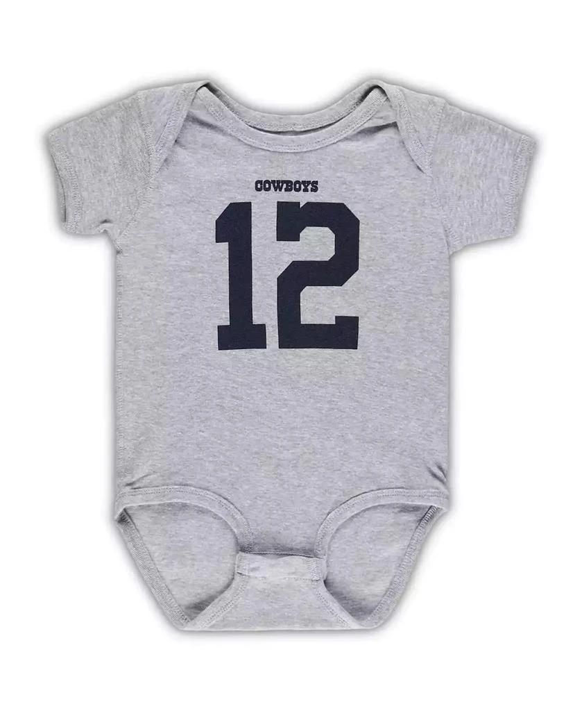 商品Mitchell & Ness|Infant Boys and Girls Roger Staubach Heathered Gray Dallas Cowboys Mainliner Retired Player Name and Number Bodysuit,价格¥215,第2张图片详细描述